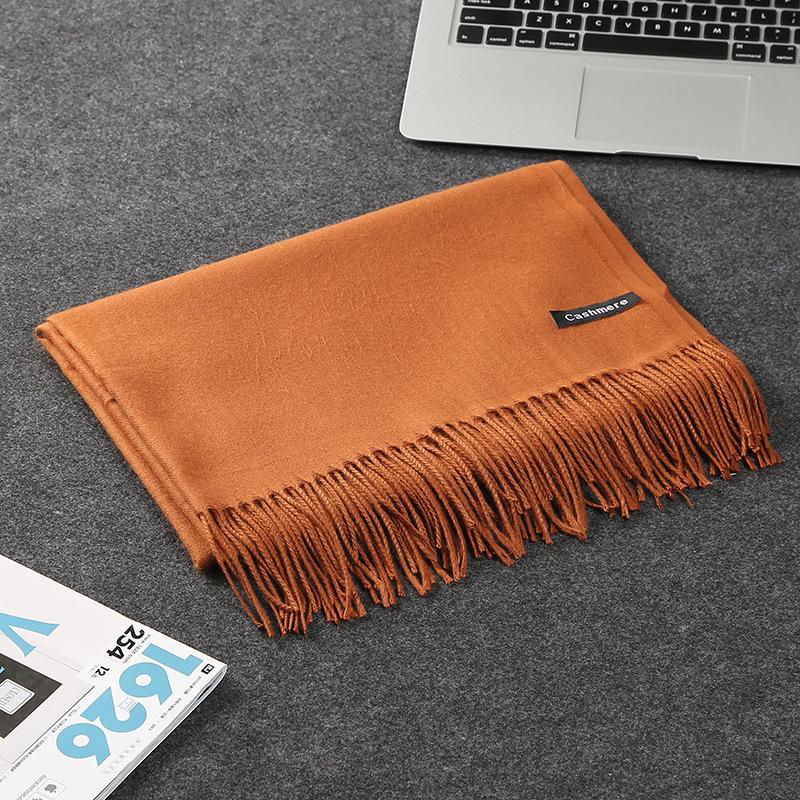 

Imitation cashmere scarf women s autumn and winter solid color Baida monochrome gift annual meeting embroidery printing LOGO fringed red scarf 200cm