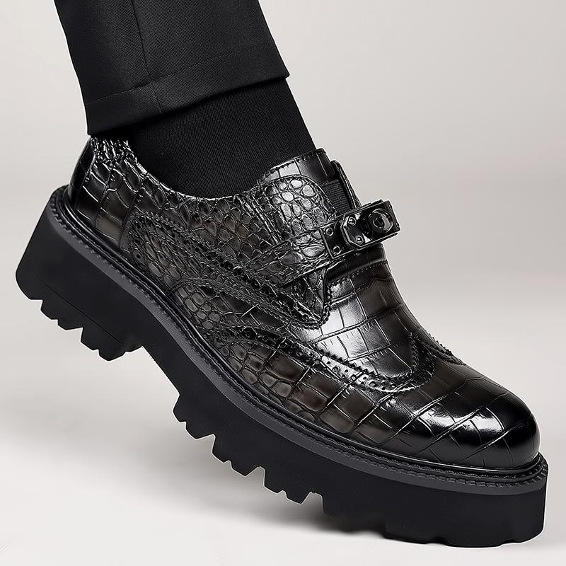 Fashion Fashiona thick soled men's leather shoes Retro gentleman business style Dance and party Outdoor street Trendy high-quality shoes