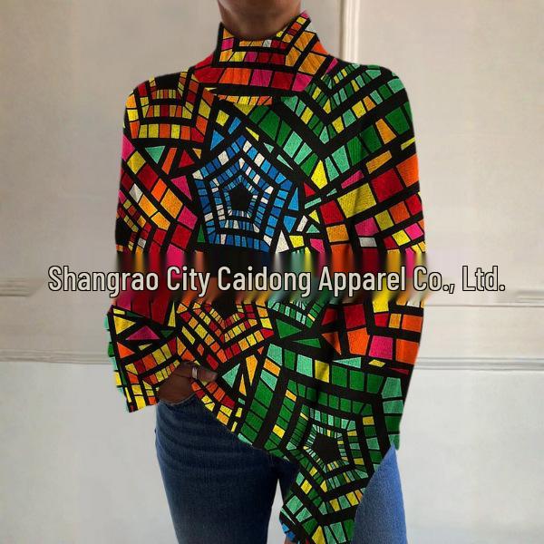 2026 Abstract Print Christmas Cloak Coat