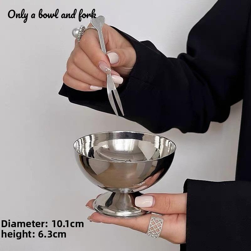 1pcs Modern Minimalist Stainless Steel Salad Cup Ice Cream Milkshake Snack Cup Fruit Dish Yogurt Cake Cup