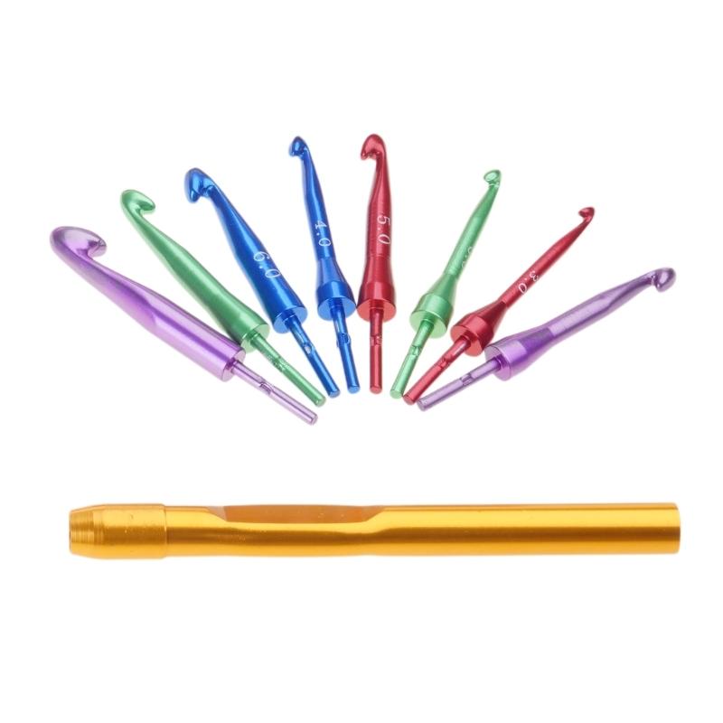 8Pieces Aluminum Circular Knitting Needle Interchangeable Circular Knitting Needle Set for Knitting Sweater Sock Hat