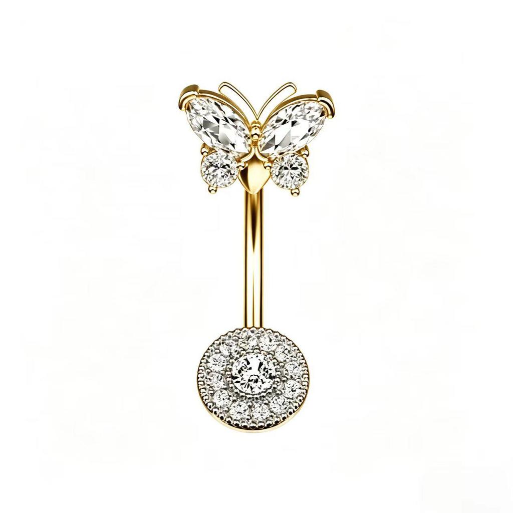 Gold Zircon Belly Button Rings - Hot-Selling Piercing Jewelry