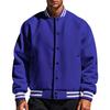 Men's autumn and winter fleece American retro baseball jacket loose casual stand-up collar single-breasted
