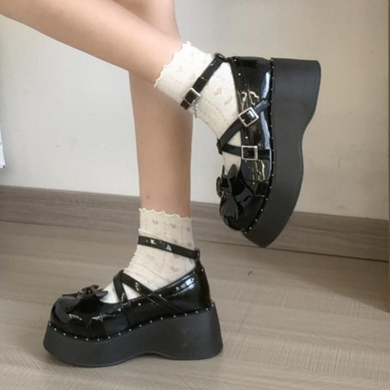 Sweet Tea Party Mandarin Duck Shoes Cos Girl Cream Bubbles Bow Kawaii Shoes Lolita Girls High Heel LoliShoes 35-40