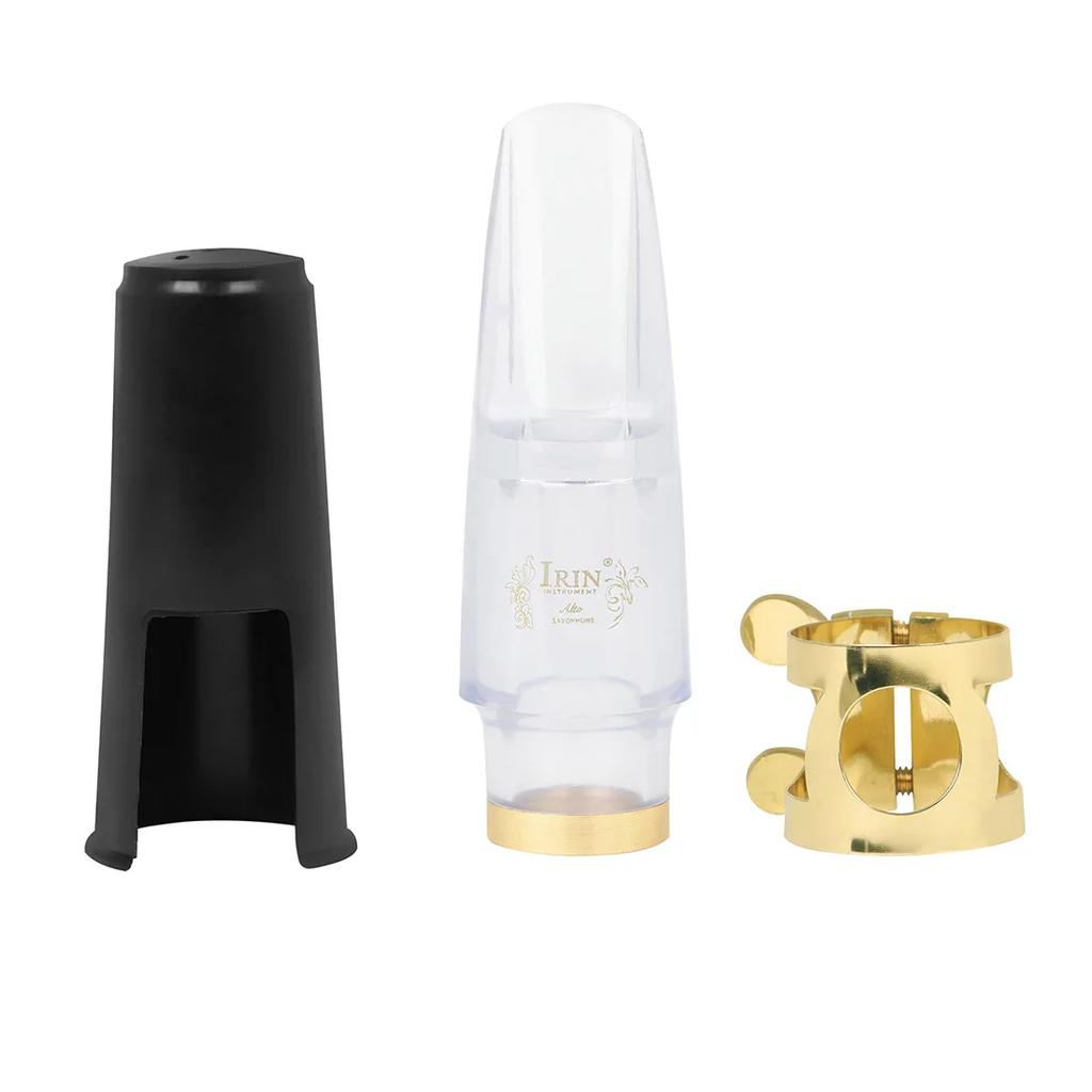 IRIN Alto Saxophone Flute Head Transparent Flute Head +Hat+Clip Crystal Flute Head Blowing Mouth Set Wind Accessories