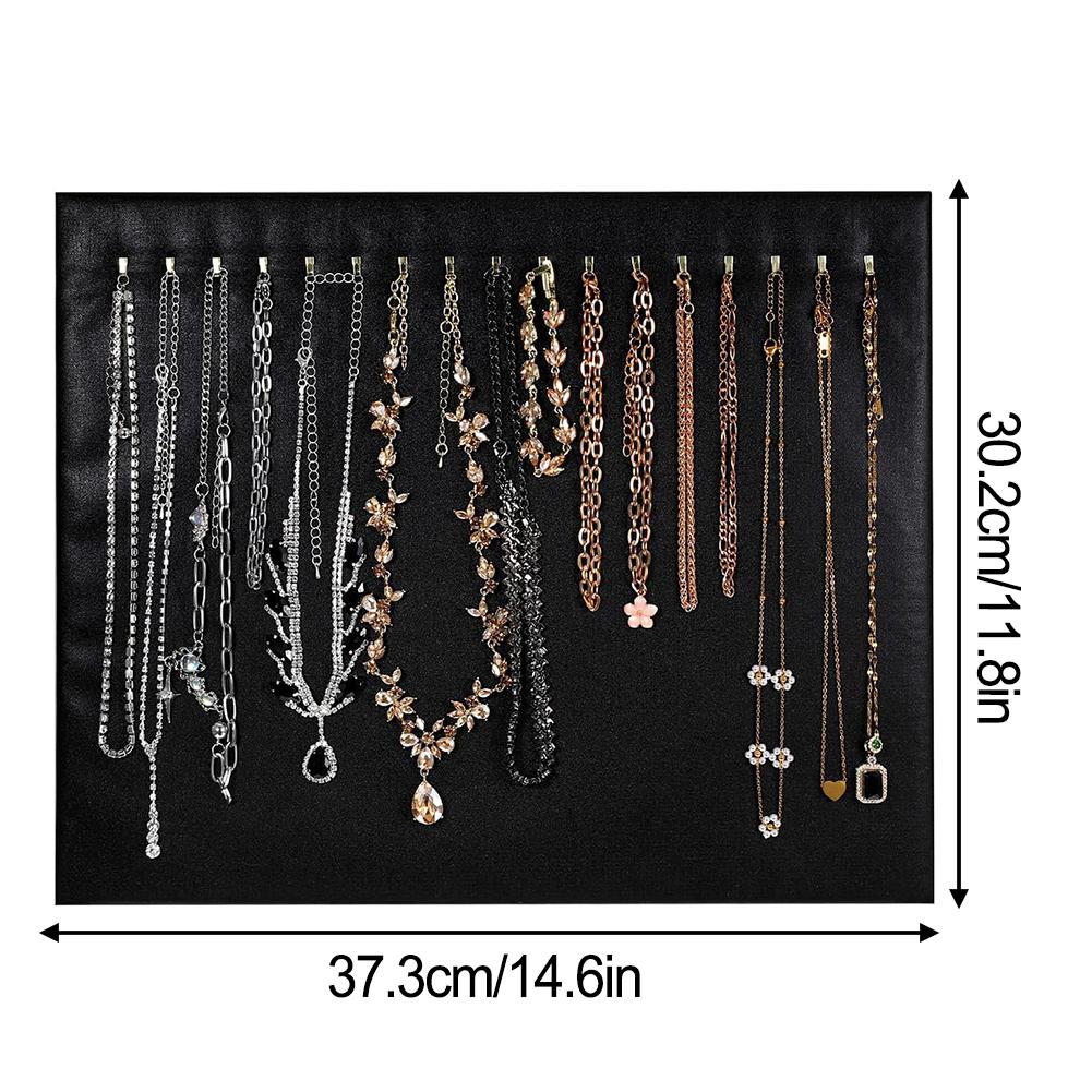 Set of 4 Jewelry Stands with 17 Hooks and Leather Designed for Efficient Display of Necklaces Bracelets and Chains