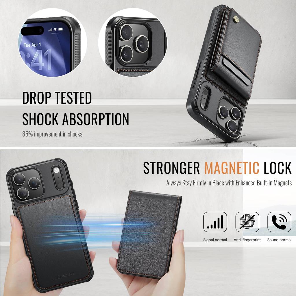 Magnetic 2 in 1 Detachable for iPhone 17 16 Pro Max 16 Plus Wallet Case with Card Holder, Magnetic Flip Kickstand Credit Slots