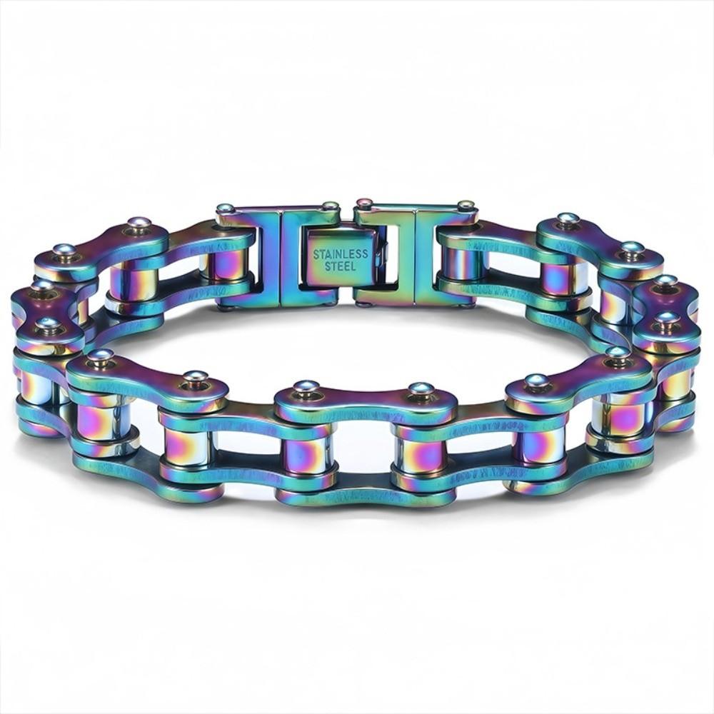 Stainless Steel Bike Chain Design Bracelet Adjustable High Polished Biker Link Chain Bracelet Comfortable To Wear Fashion
