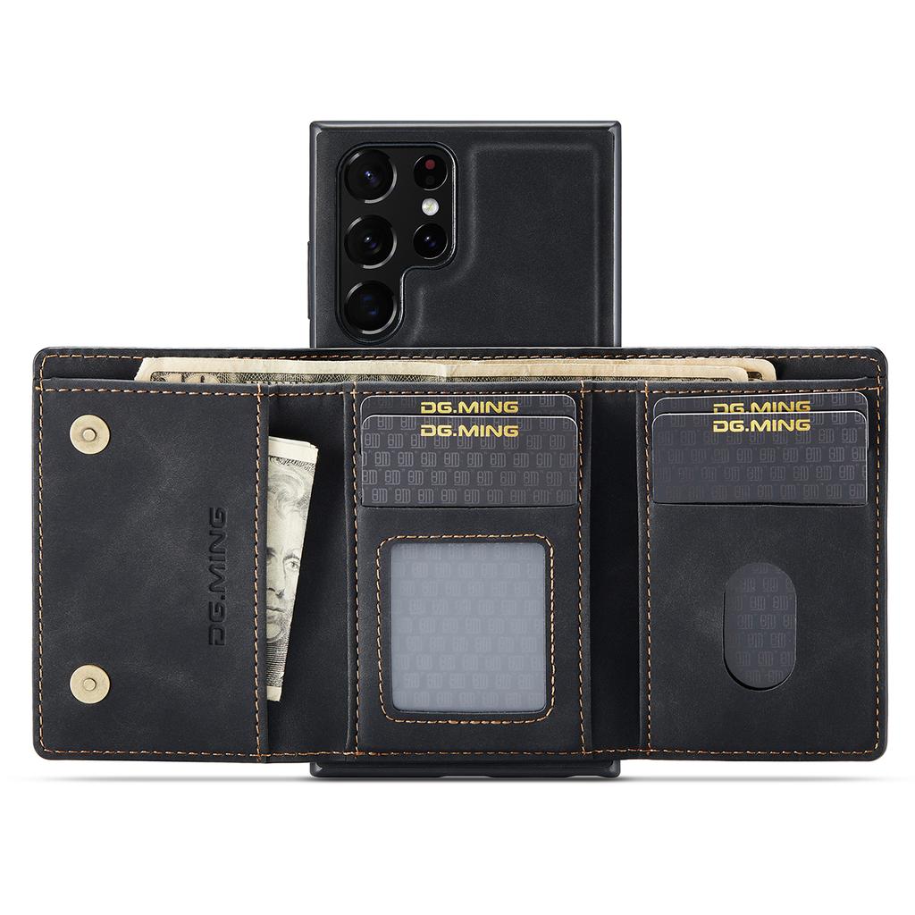 DG.MING M1 Series for Samsung Galaxy S25 Ultra Case Kickstand PU Phone Cover with Detachable Wallet