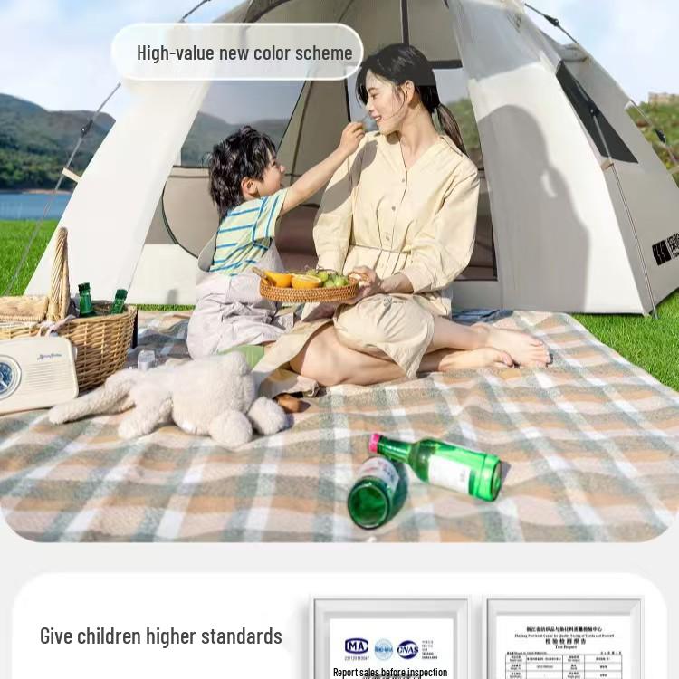 Outdoor Camping Tent: Rainproof, Two Bedrooms, One Living Room - Complete Set