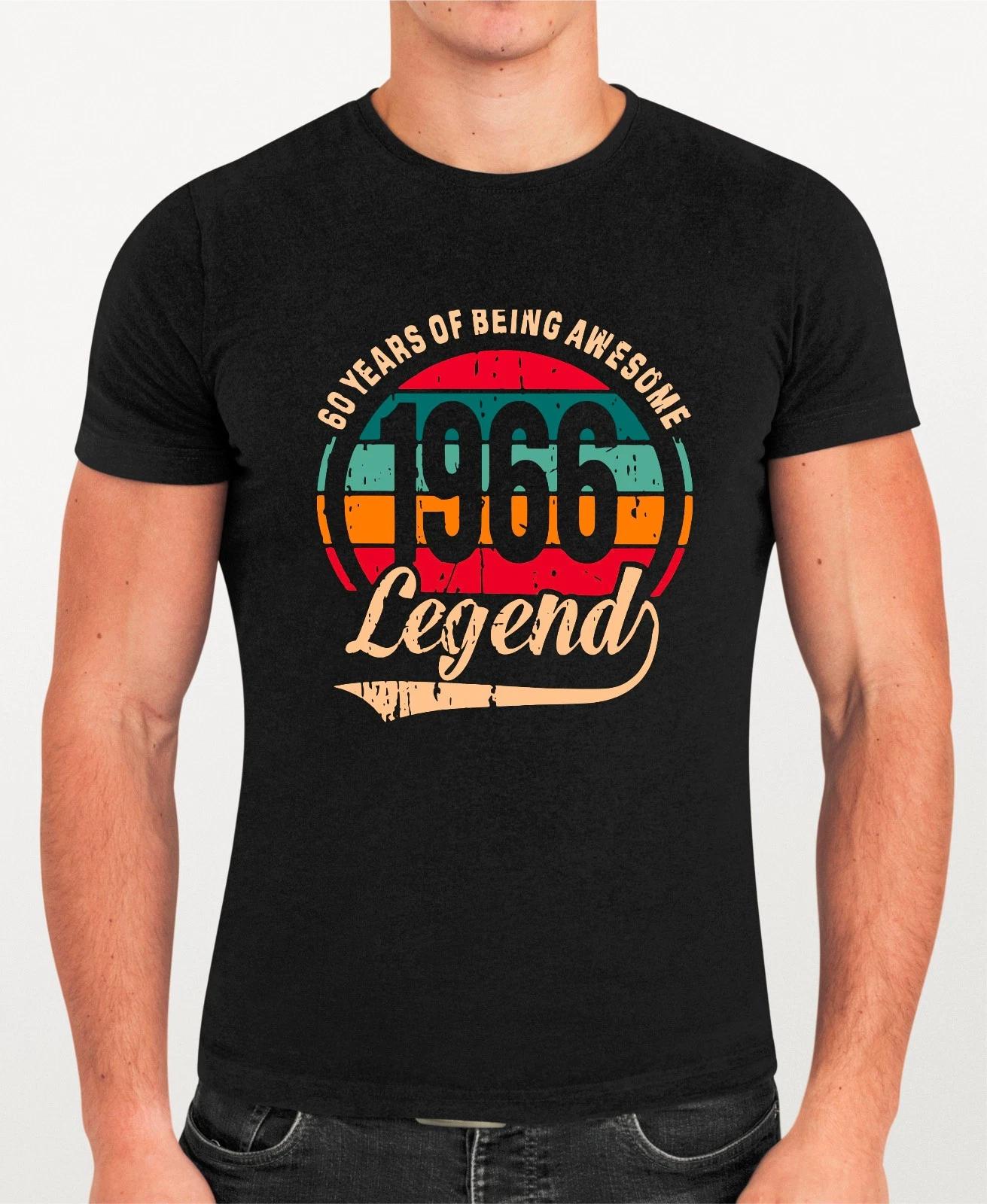 60th Birthday T-Shirt, 1966 Legend Born In 60 Years Of Being Awesome Gift Tee XL