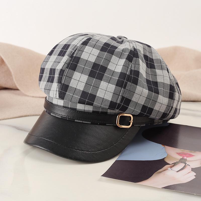 

Шикарный винтажный клетчатый берет для женщин — легкая, теплая восьмиугольная шапка с рисунком в виде облаков, идеально подходит для осенне-зимнего сезона и Рождества One size чёрный