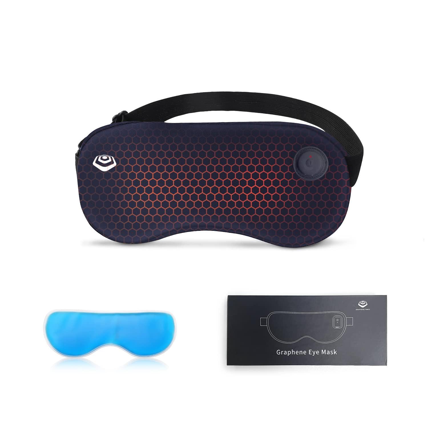 

GRAPHENE TIMES Rechargeable Eye No 2 Temperature 3D Improves Perfect for Travel and Business Black Mask, Cordless, Light-Blocking, Pressure, Settings,