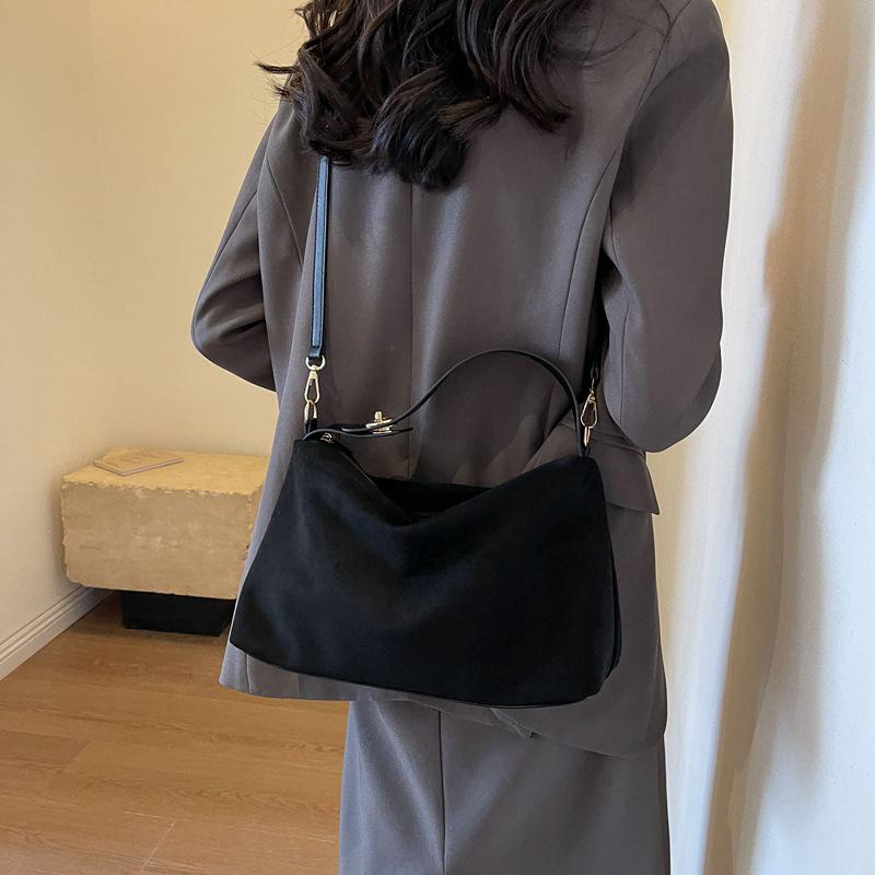 Retro Matte High-End Suede Crossbody Bag - Large Capacity, Versatile Shoulder or Underarm Design