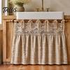 Dustproof Oven Handle Protector Farmhouse Stove Skirt, Plaid Crochet Lace Curtain, Rustic Kitchen Cabinet Decoration Skirt Curtain with Ties