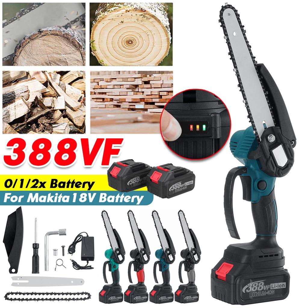 8Inches 388VF Brushless Mini Electric Chain Saw Variable Speed Rechargeable Woodworking Tools With 2Battery 3000W