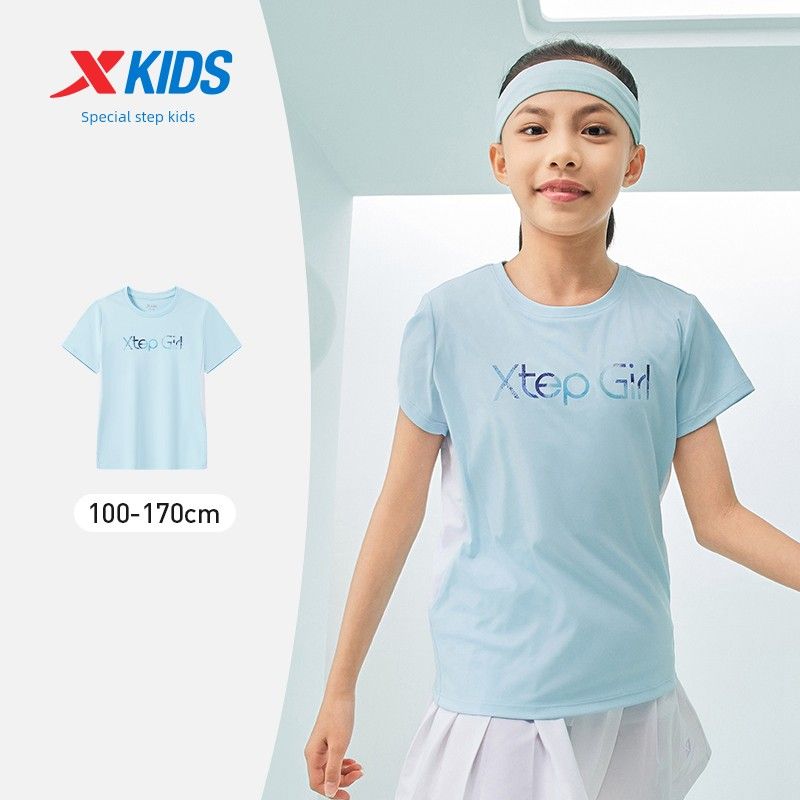 

Tebu Быстросохнущая Детская Летняя Одежда Прохладная Футболка с Коротким Рукавом Sky Blue 120cm