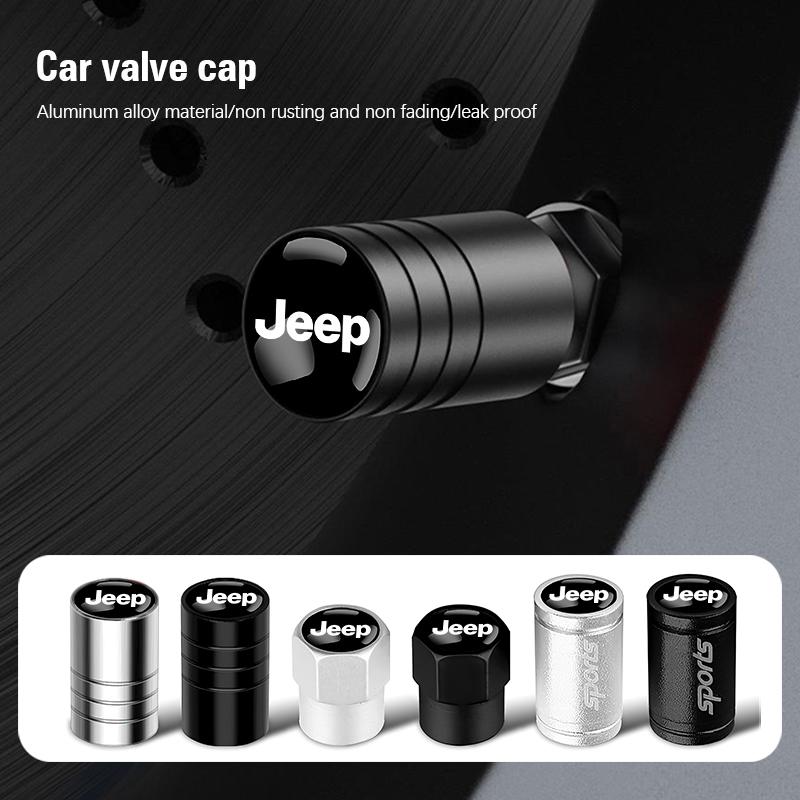 Car Tyre Wheel Valve Cap Cover Auto Accessories For Jeep Renegade Compass Grand Cherokee Wrangler jk Gladiator Patriot Liberty AMS1