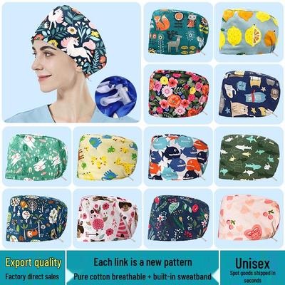 Cappellino Chirurgico Floreale con Bottoni a Pressione per Infermieri e Medici