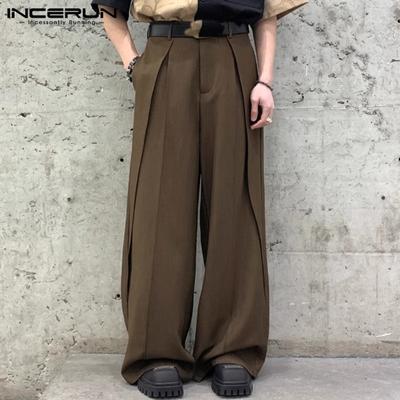 Pantalon taille haute avec fermeture éclair et jambes larges pour hommes