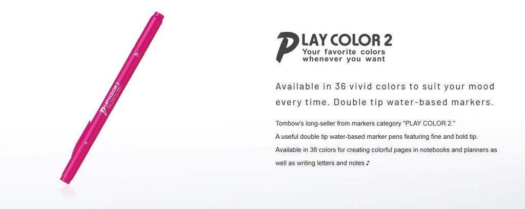 Tombow Sign 12 Colors Thick Thin Twin Play Color 2 Water-Based Pens, (1.2mm & 0.4mm Type), GCB-011
