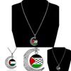 Palestine Gaza Women Flag Alloy Pendant Necklace Hollow Moon Sweater Accessory