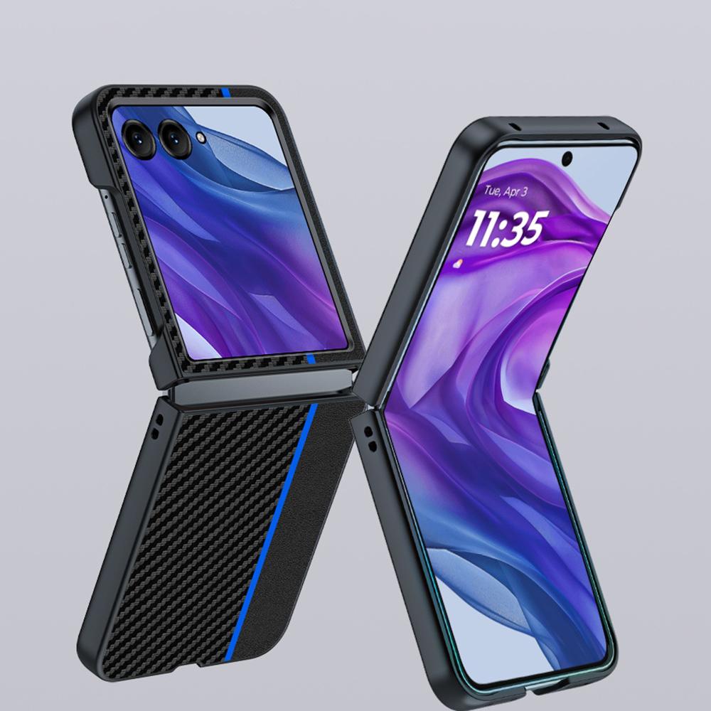 Für Motorola Razr 50 Ultra 5G Hülle Kohlefaser-Textur Sturzsichere PC-Handyhülle