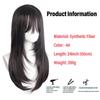 60cm Layered Black Long Straight Wig with Air Bangs, Full Cap Synthetic Fiber Wig for Lolita & JK Style Daily Wear