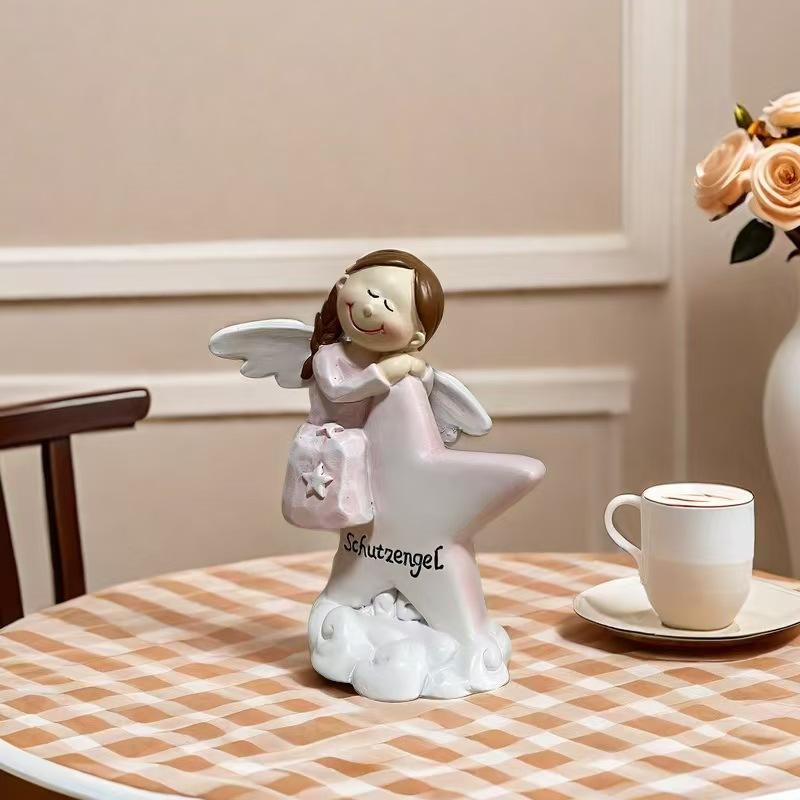 Guardian Angel Resin Statue, Friendship Figurine for Living Room Shelf, Trending Gift for Sister Bestie