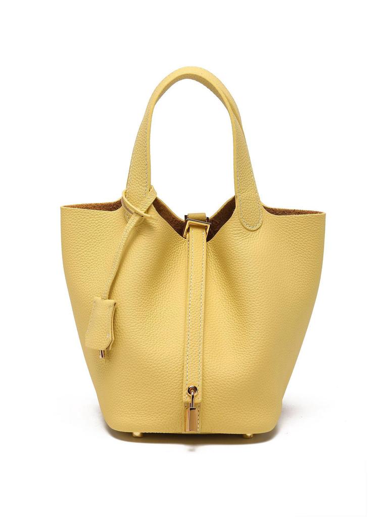 Women's High-Quality Genuine Leather Bucket Bag - Exquisite Cowhide Handbag