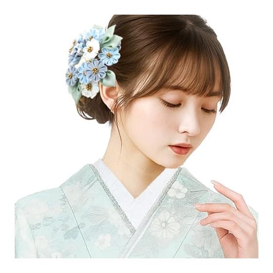 3-Piece Tsumami Zaiku Hair Accessory Set for Coming-of-Age Ceremony, Furisode Kimono, Hakama, Graduation, Yukata, and Juzansai - Floral Kanzashi