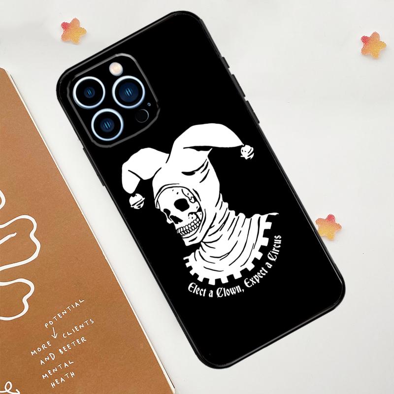 Death Skull Bones Clown Circus Phone Case For iPhone 17 Pro Max 14 11 15 16 Pro Max 13 12 Mini 16 Plus 16e 17 Air Funda
