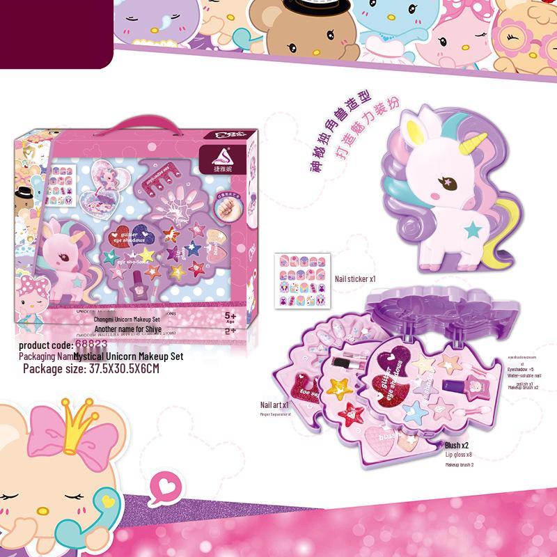 Jieyani Princess Makeup Set for Kids - Pretend Play Kit with Lipstick and Nail Polish