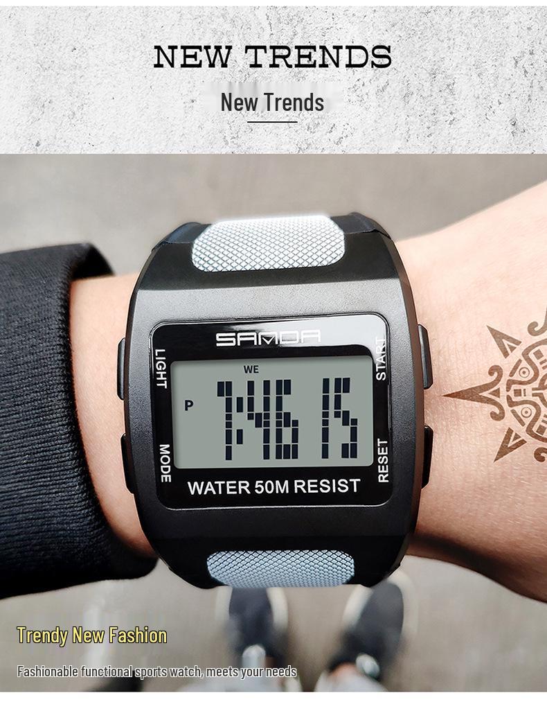 Reloj Deportivo Digital Impermeable Estilo Harajuku para Hombre Sanda - Unisex, Moderno, Diseño Simple y Cuadrado