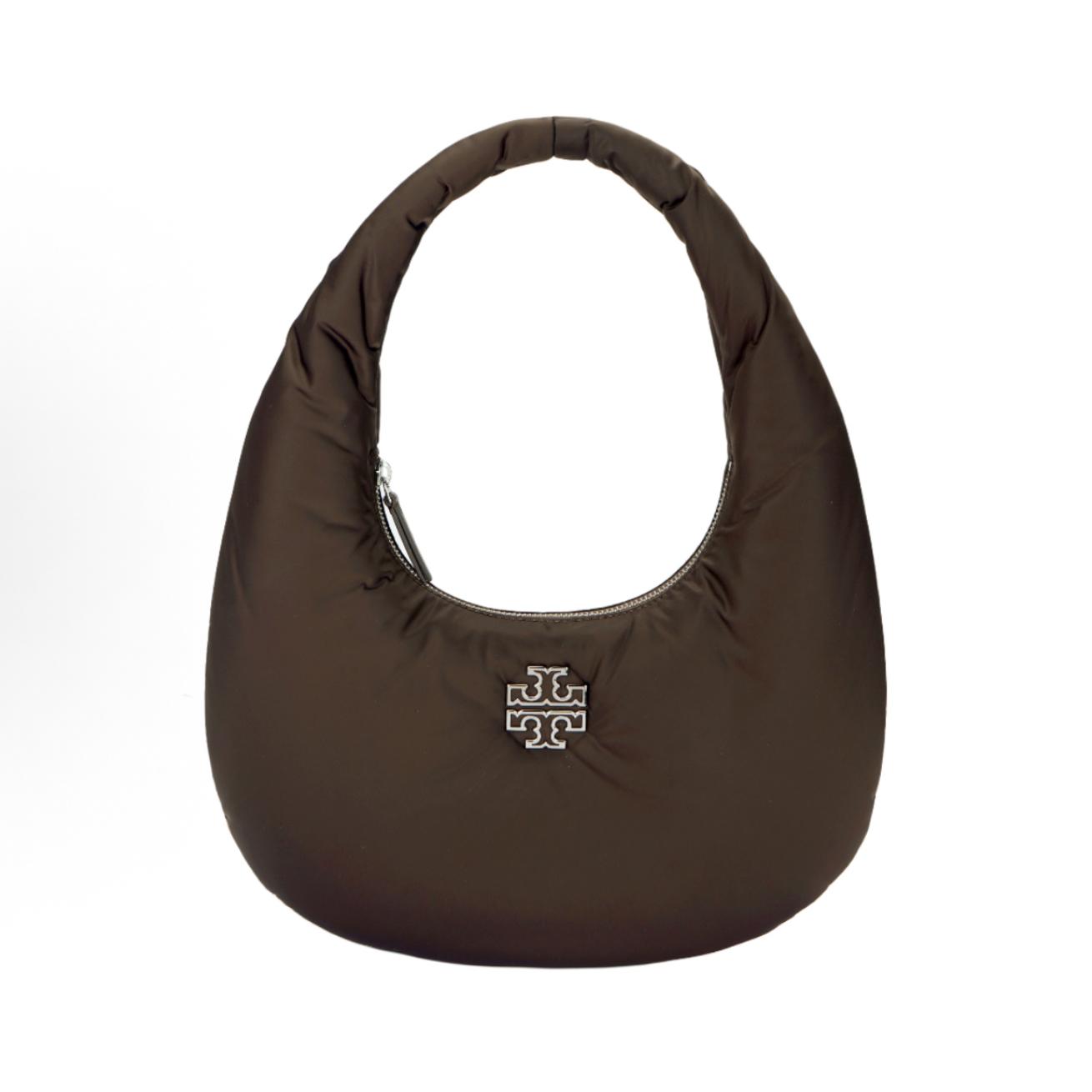 [Pre-Owned] Britten Metallic Logo Pleated Design Nylon Cloud Moon Bag - Unused #16WFTBJ ONE SIZE
