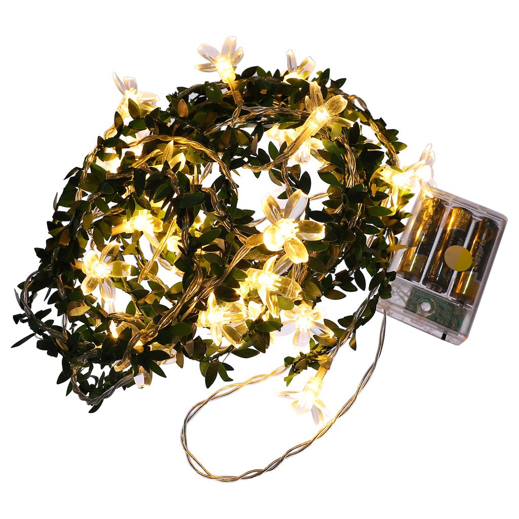 LED rattan peach blossom light string small light simulation flower wreath battery box flower decoration light Christmas party