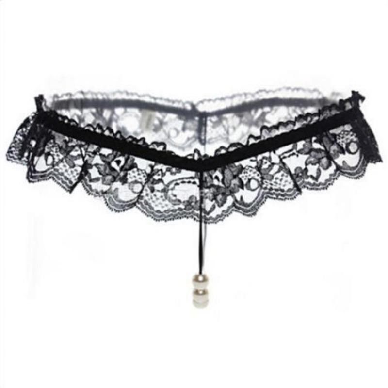 Women's Lingerie Sexy Artificial Pearl Decoration Lace thong Underwear