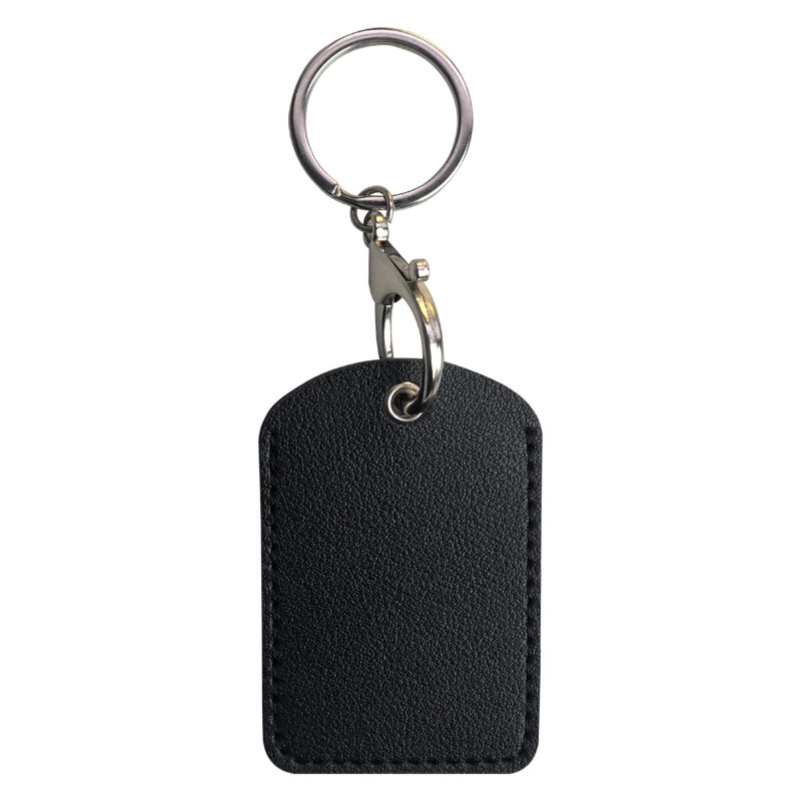

PU Leather Rectangle RFID Card Holder Keychain Waterdrop Shape Access Card Sleeve Protective Cover with Key Ring for Office and Daily Use One Size чёрный