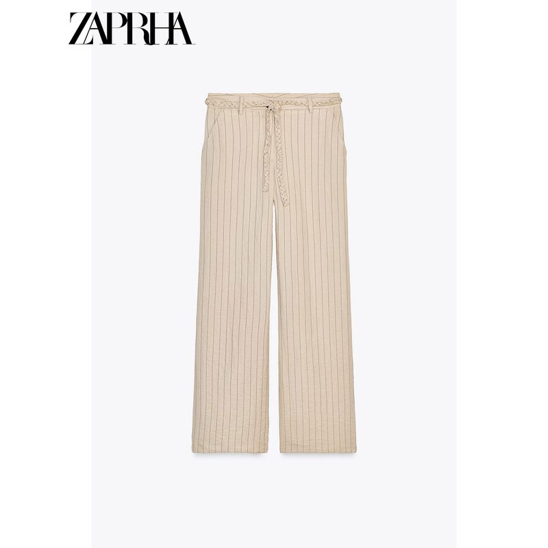 Zaprha 2025 New Arrival Fashion Woven Belt Stripes High Waist Casual Pants for Women Drooping Slimming 4387058