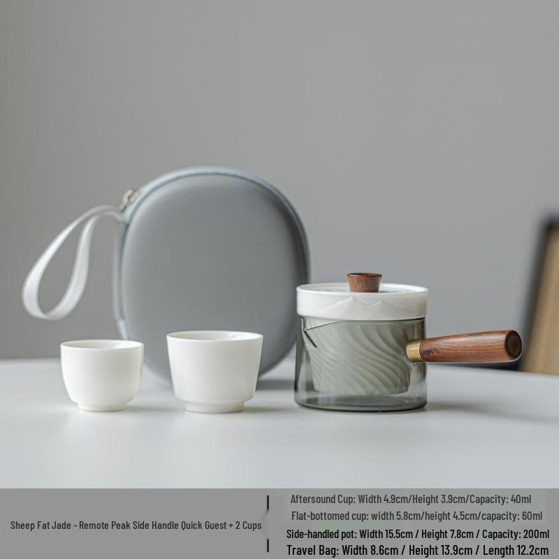 Portable Jade Sheep Travel Tea Set with Landscape Design - Ideal for Business Gifts
