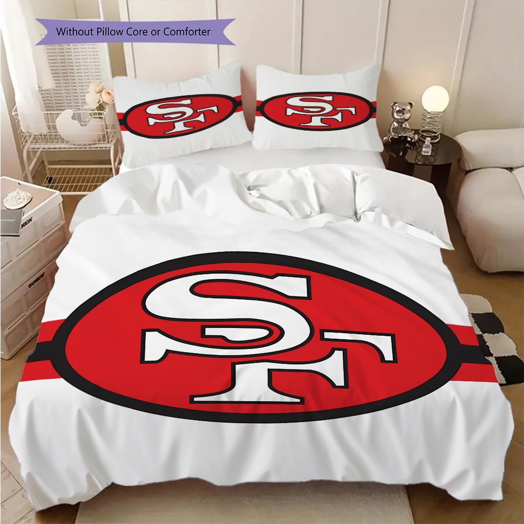 San Francisco 49ers Pattern Bedding Quilt Set Quilt Cover Pillowcase Home Decoration Birthday Gift (1 * duvet cover + 2 * pillowcase, without core)