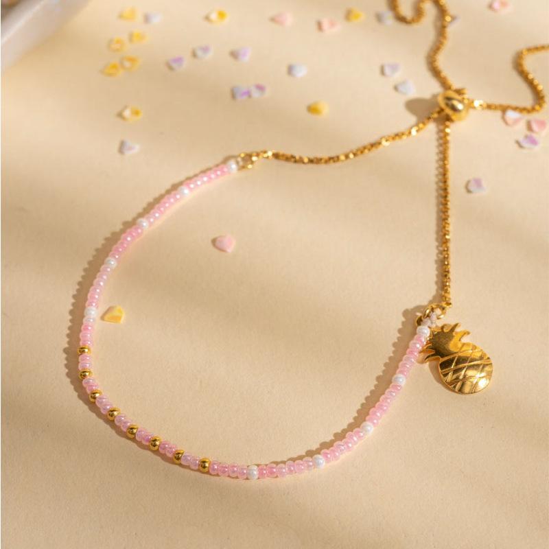 

Personalized Bracelet Fashion Pineapple Coconut Tree Pendant Stainless Steel Bracelet Electroplated 18K Gold Color Retention