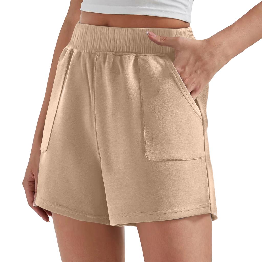 Women's Loose Fit Casual Athletic Shorts Elastic Waistband Side Pockets Lightweight Breathable Fabric Suitable for Outdoor Activities