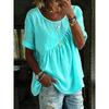 2026 New Women's Summer Solid Color Round Neck Short Sleeve Ruched Top T-Shirt