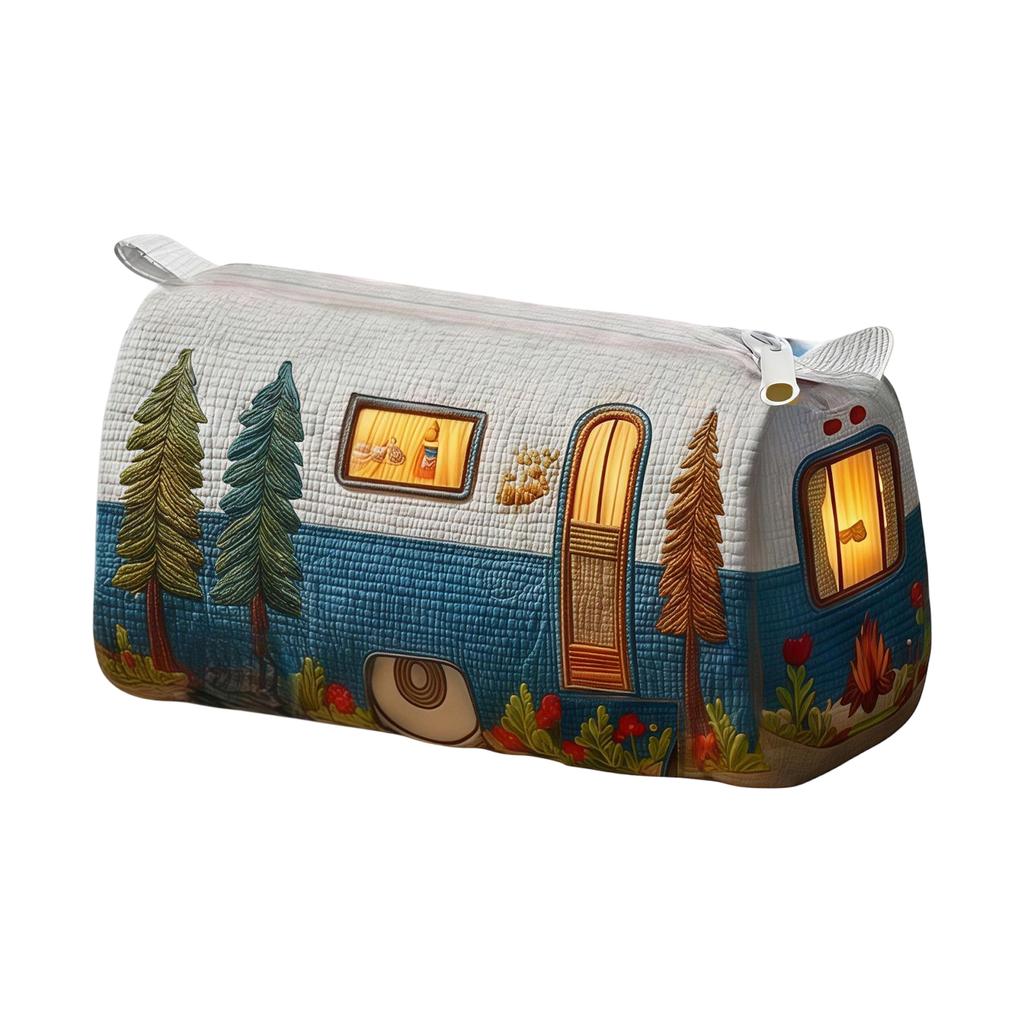 Quilted Storage Bag Cosmetic Organizer Multifunctional Travel Pouch Small Size Durable Lightweight Portable