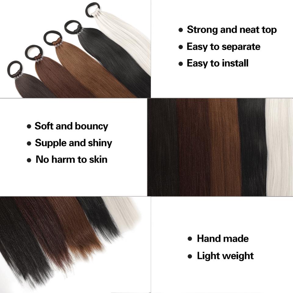 Estensioni Coda di Cavallo Sintetica Liscia Lunghe 70CM Elastico Versatile Parrucca Elegante Pezzi di Capelli per Donne alla Moda