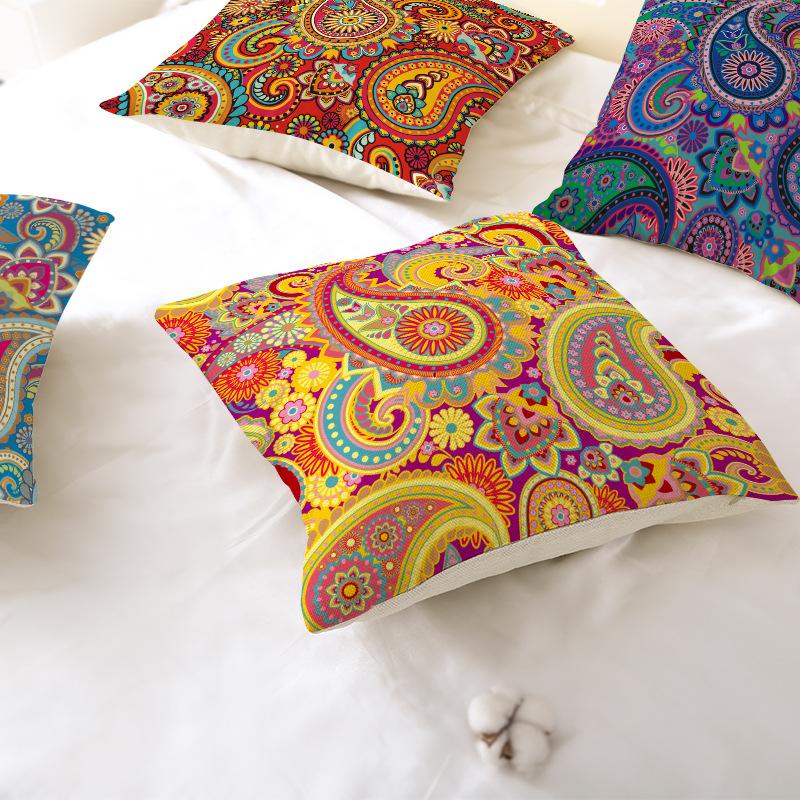 Kombination im Ethno-Stil Polyester Bedruckter Kissenbezug Boho-Stil Kaschmirblume Kissen Lendenkissenbezug