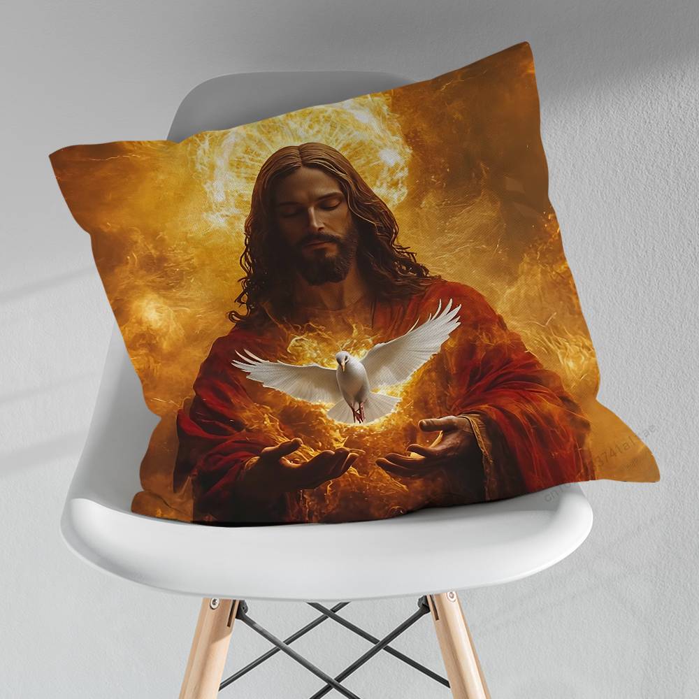 Savior Belief Jesus Pillowcase for Sofa Room Office Decor Printing Merchandise AllMatch Cushion Cover