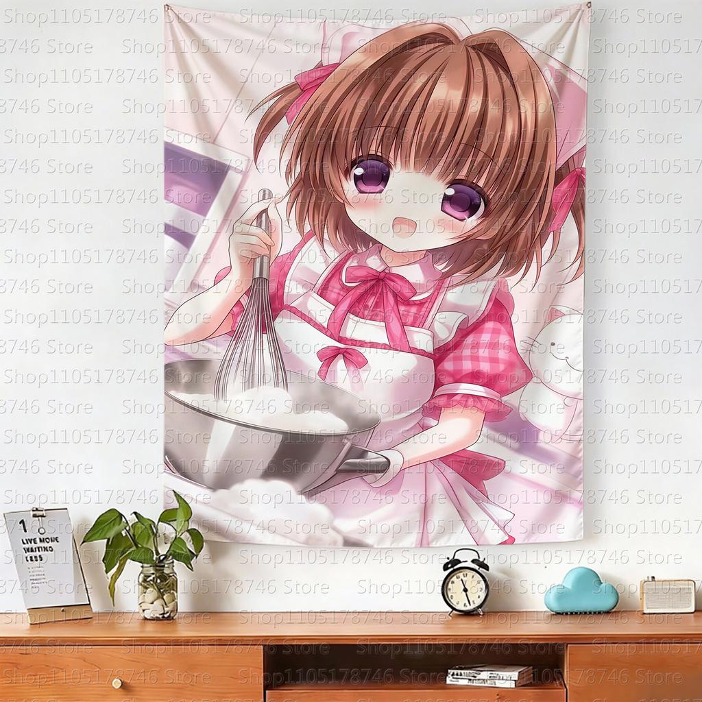 Kawaii Anime Girl Wall Hanging Tapestry Cute Fashion Bedroom Background Home Decor Original Design Wall Tapestries