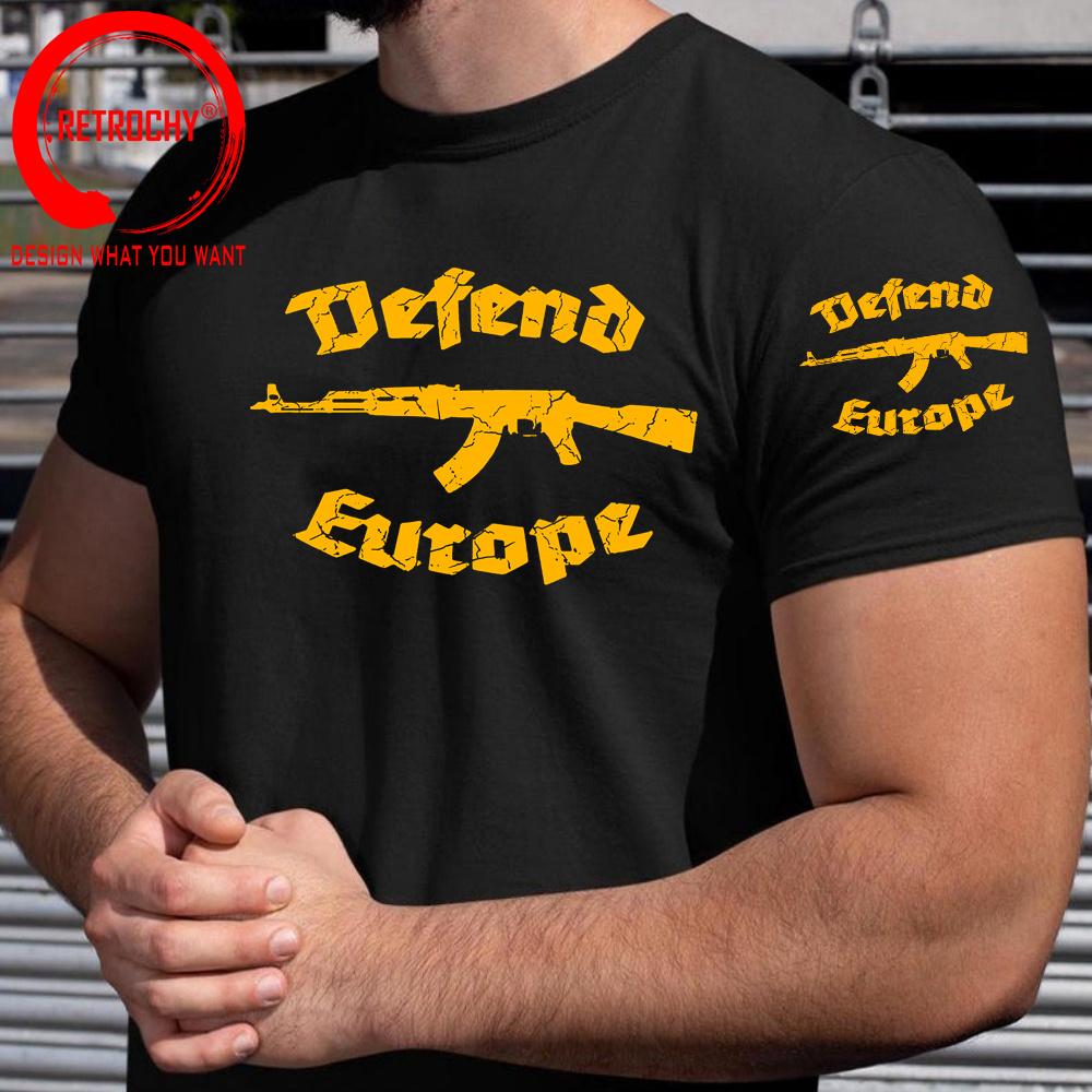 Vintage Distressed Defend Europe T Shirt Unisex Fashion Trendy Casual Clothing Stylish Tops Tee Shirt Leisure Tshirt Unisexs TShirt